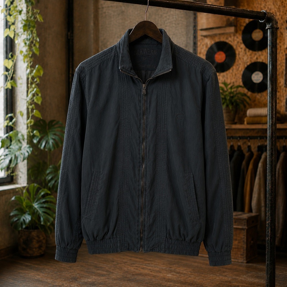 Silkwear by Genelli Vintage Silk Bomber Jacket Black Small Streetwear Retro S